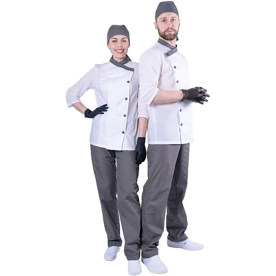 Костюм БИСТРО женский цв.бел/т.сер (Кос841) (р.48-50) р.158-164