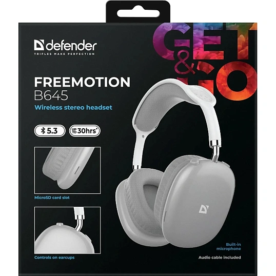 Наушники Defender FreeMotion B645 серый, микрофон, Bluetooth