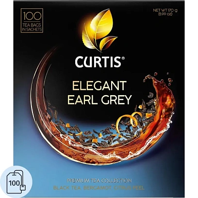 Чай Curtis Elegant Earl Grey черный, аромат, мелкий лист, 100 сашет