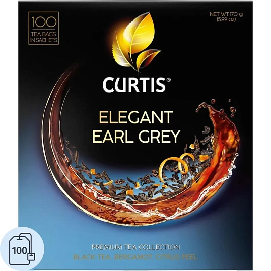 Чай Curtis Elegant Earl Grey черный, аромат, мелкий лист, 100 сашет