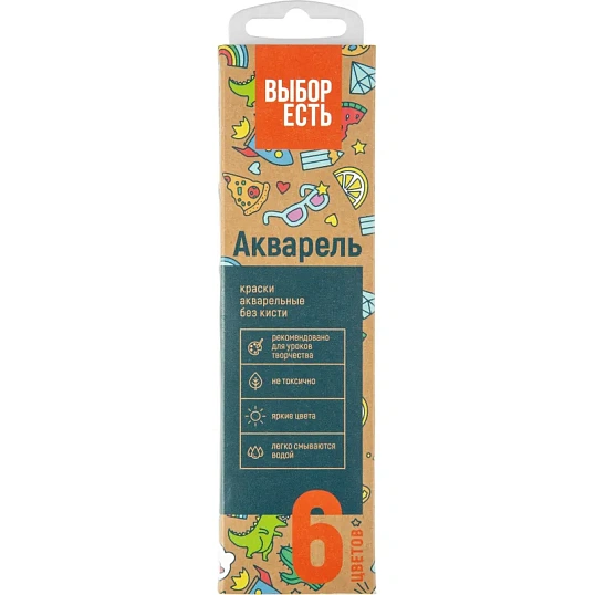 Краски акварельные Выбор есть 6 цв, б/кисти, картон