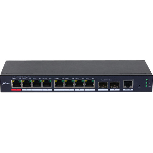 Коммутатор Dahua DH-S4210-8GT-110 (L2) 10x1Гбит/с 2SFP 8PoE 110W упр
