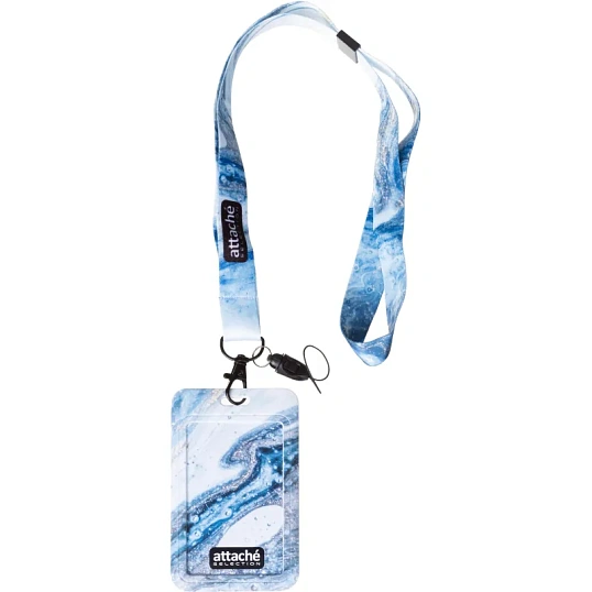 Бейдж с тесьмой Attache Selection 110x68мм вертикальный Fluid