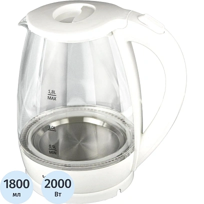 Чайник VEPSMANN VN-192, электрический,1,8 л/2000 Вт,белый