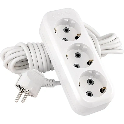 Удлинитель LUX У3-Е-05 3 входа 5м с заземлением, 250В, 16А