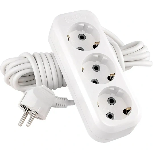 Удлинитель LUX У3-Е-05 3 входа 5м с заземлением, 250В, 16А