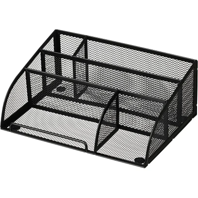 Подставка-органайзер д/канц.мелочей Комус 5отд мет сетка 255х180х105мм черн