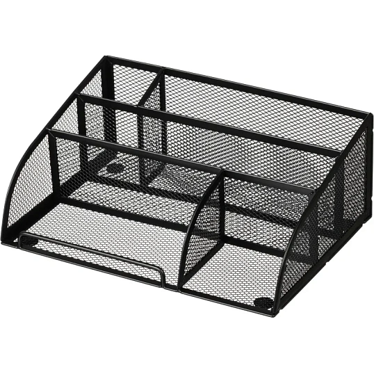 Подставка-органайзер д/канц.мелочей Комус 5отд мет сетка 255х180х105мм черн