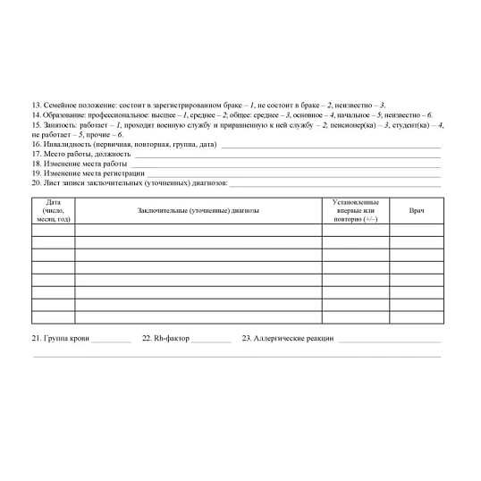 Бланк Карта медицинск.пациента,получ.мед.пом.в амбул.услов КЖ-412/1,10шт/уп