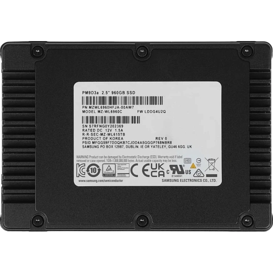 Жесткий диск SAMSUNG 960Gb PM9D3a 2.5 PCIe 5.0x4, NVMe(MZWL6960HFJA-00AW7)