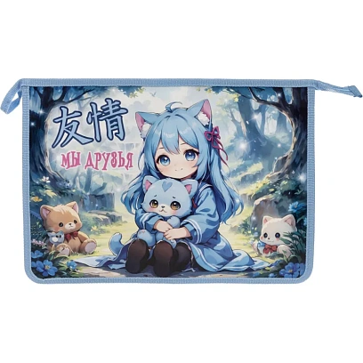 Папка для тетрадей Аниме малышка, А4,молн.,пласт,88444