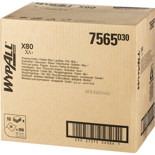 Материал протирочный нетканый WypAll X80 синий 1сл 25л/пач 10пач/уп 7565