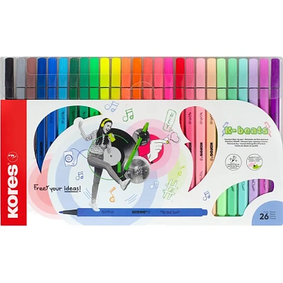 Фломастеры K-BEATS наб 26цв в коробке,пастель,неон.цв