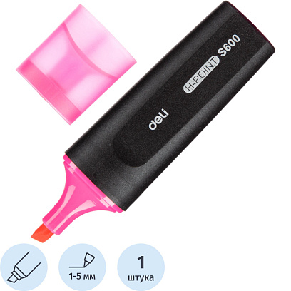 Маркер текстовыделитель Deli Delight 1-5 мм розовый ES600
