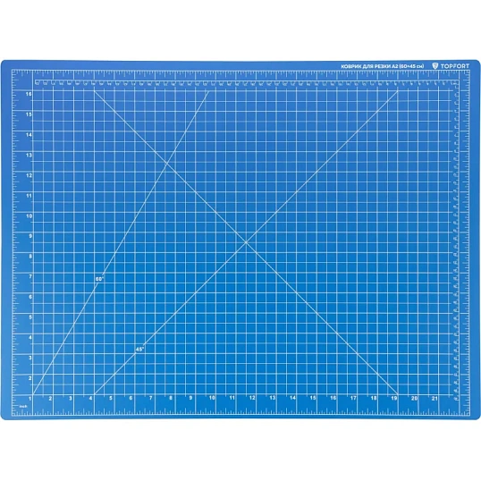 Коврик для резки TOPFORT 5ти-слойный А2 (60х45см),2х-сторонний,синий