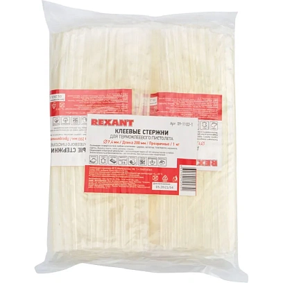 Стержень клеевой REXANT 7мм, 200мм, прозрачный, 1кг (09-1103-1)