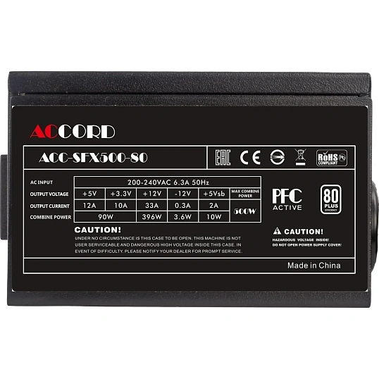 Блок питания Accord SFX 500W ACC-SFX500-80 (20+4pin) APFC 80mm fan 3xSATA