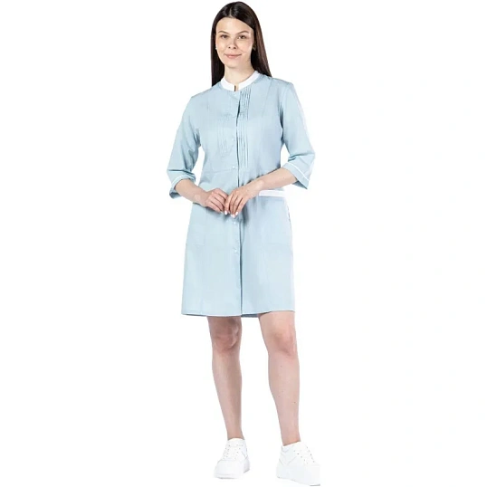 Халат для горничных и уборщиц жен.У28 ХЛ голубой 46 (158-170)
