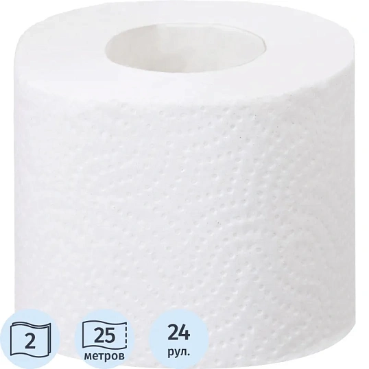 Бумага туалетная JOYeco 2сл натур бел вторич втул 25м 24рул/уп