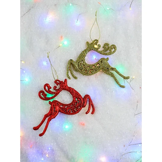 Набор игрушек елочных подвесок Новогдние олени 9см 2 шт НУ-8335