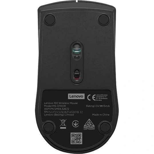 Мышь компьютерная Lenovo беспров. 150 черный (GY51L52638)