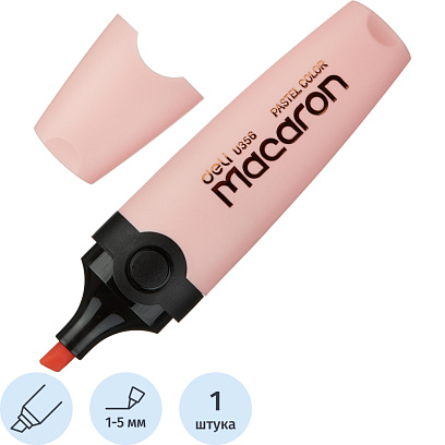 Маркер текстовыделитель Macaron, скошенный наконечник, 1-5 мм, розовый