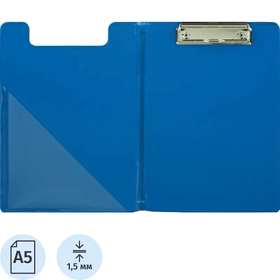 Папка-планшет Attache A5 с верх.створкой, синий Россия