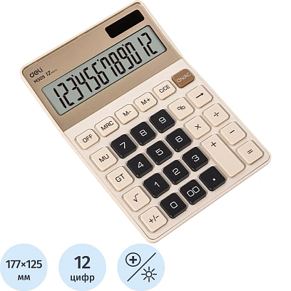 Калькулятор настольный Deli EM309,12 разрядов,дв пит,176,9x124,9x34мм,крем