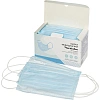 Маска медицинская 3-х сл., резинка, голубая, картон, 100 шт/уп