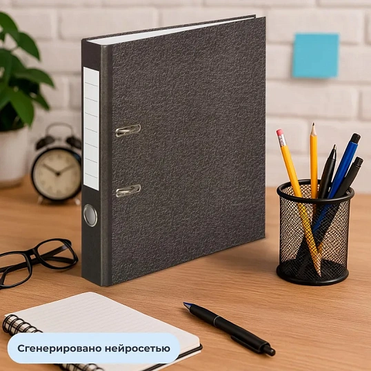 Папка-регистратор без угAttacheEconomy_50мм мрам ч/б,уп.10шт,бум/бум,крам.к