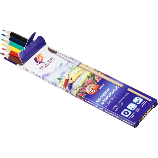 Карандаши акварельные 'Классика цвета' 6 цв. с кистью 32С 2089-08 набор