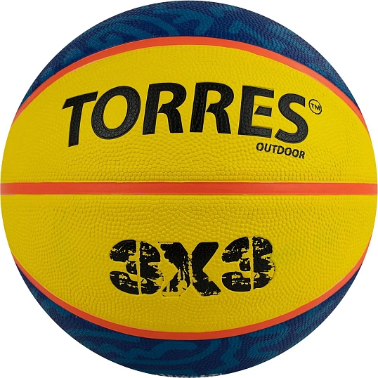 Мяч баскетб. TORRES 3х3 Outdoor, B022336 р.6, 8 панелей, желто-синий