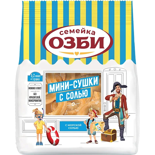 Сушки Мини-сушки с солью Семейка ОЗБИ, 150гx24шт/уп, 308