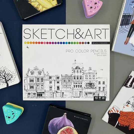 Карандаши цветные для скетч SKETCH&ART 24 цв в мет коробке 30-0042