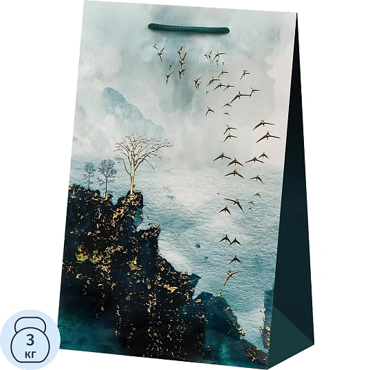 Пакет подар.с глянц.лам.22x31x10см(ML)Птицы над скл,128г(соб.разр) ППК-7893