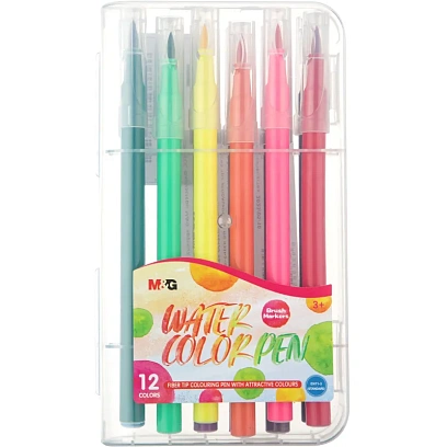 Фломастеры M&G, круглый корпус, смываемые, 12 цв в наборе
