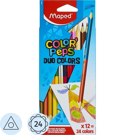 Карандаши цветные Maped COLOR'PEPS DUO COLORS двухст,3хгр,дерев,24цв,829600