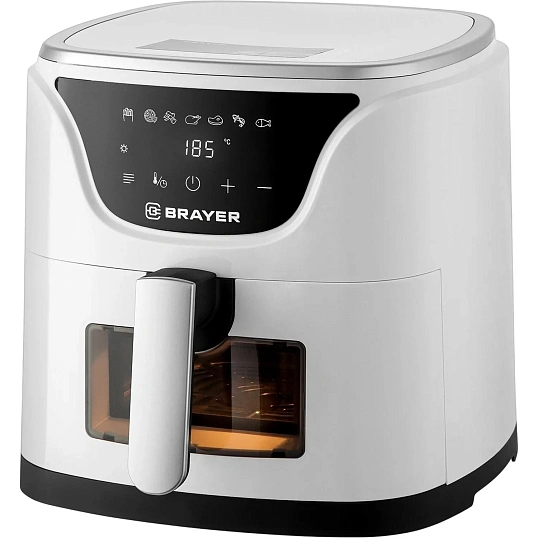 Аэрогриль BRAYER 2036BR-WH,1500Вт,5л,t.200С,съем.реш,тайм,LCD-дисп,7 прогр
