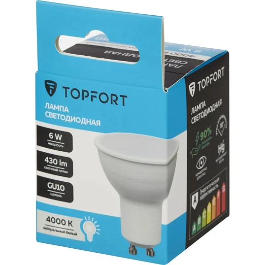 Лампа светодиодная Topfort GU10 6W 4000K