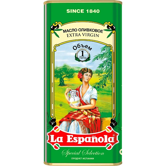 Масло La Espanola Extra Virgin оливковое нераф в/кач ж/б, 1л (0,916 кг)