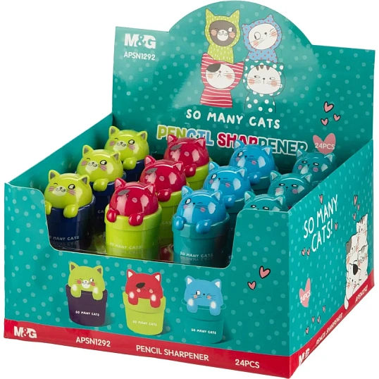 Точилка M&G So Many Cats, 1 отверстие, с контейнером, в ассорт, для детей