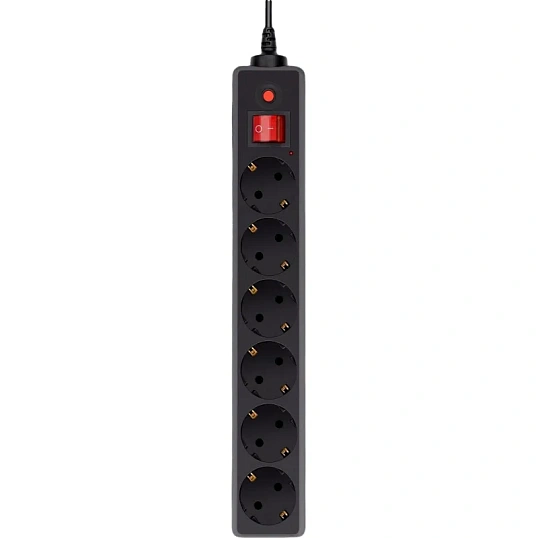 Сетевой фильтр Buro 600SH-16-1.8-B 1.8м (6 розеток) черный (коробка)
