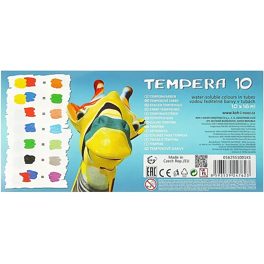 Краски темперные KOH-I-NOOR в тюб. 16мл 10цв/наб картон упак. 01625S1001KS