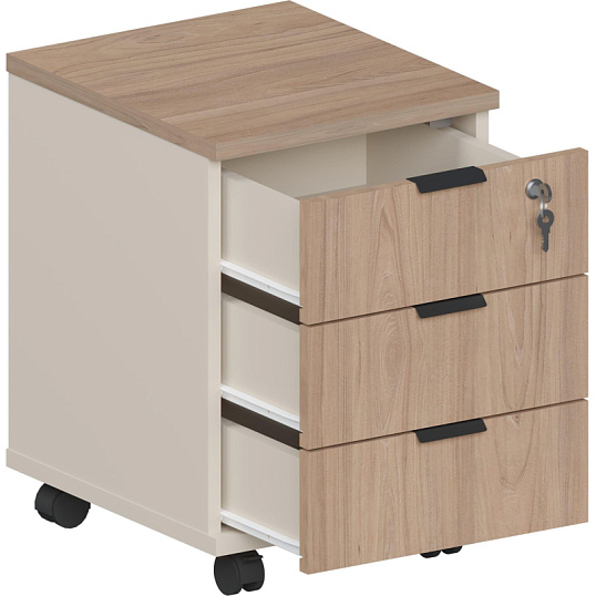 Тумба мобильная Комус Мебель Easy One 3ящ подкатн. Вяз Шв/Кшм (250317)
