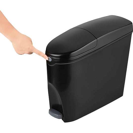Ведро мусорное с педалью Luscan Slim 20 л, черное, пластик