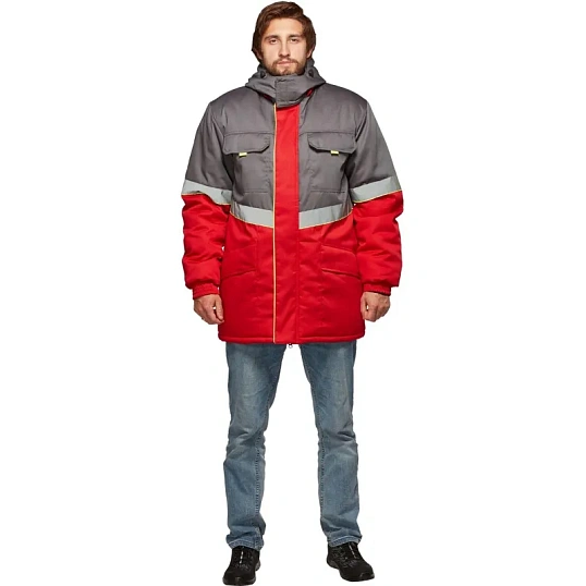 Куртка рабочая зимняя муж з43-КУ крас/сер (р.60-62) 170-176 (серия З)