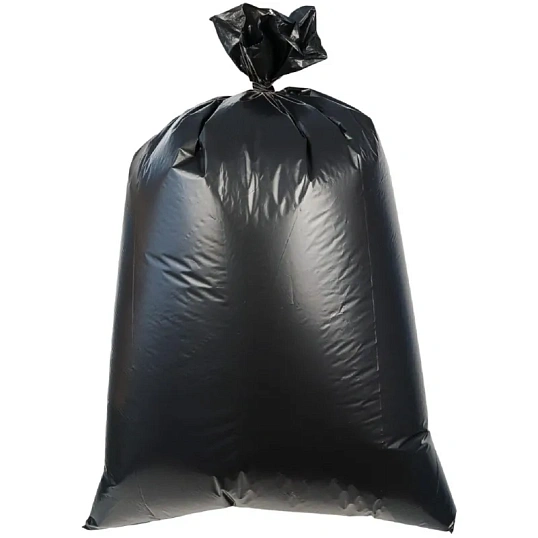 Мешки для мусора ПВД 160л 25 мкм, черные 78х106 см 10 шт/рул Элементари