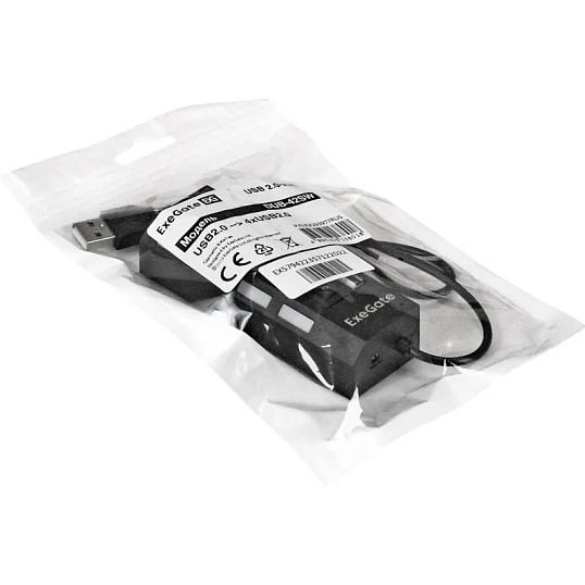 Концентратор USB хаб ExeGate (EX293977RUS) DUB-42SW 4-в-1 черн