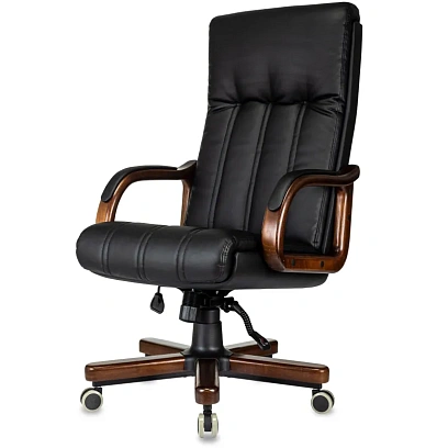 Кресло VB_ Бюрократ T-9932Walnut черный эко.кожа крестов. металл/дерево