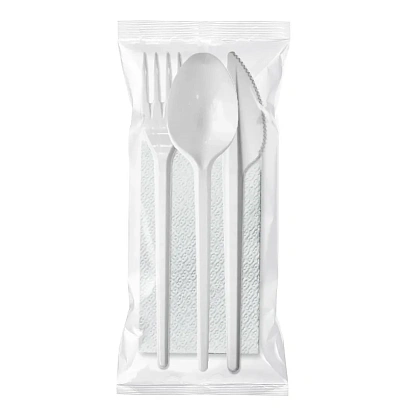 Набор одноразовой посуды, №4 (вилка, ложка ст., нож, салфетка) 200шт/уп